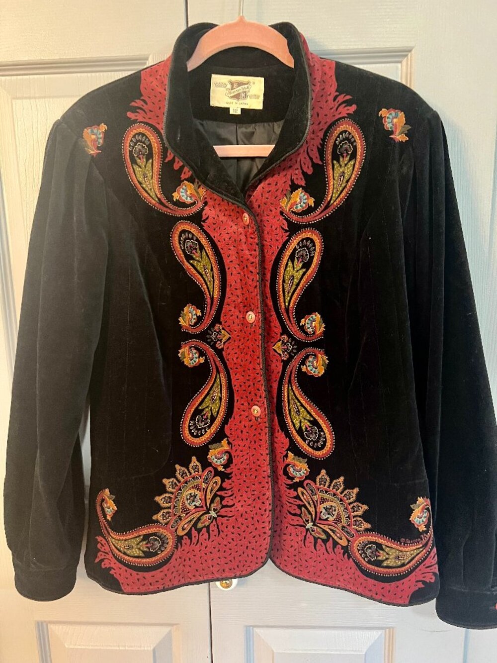 Vintage Saxton Hall Jacket Blazer, Velour Velvet Button Up